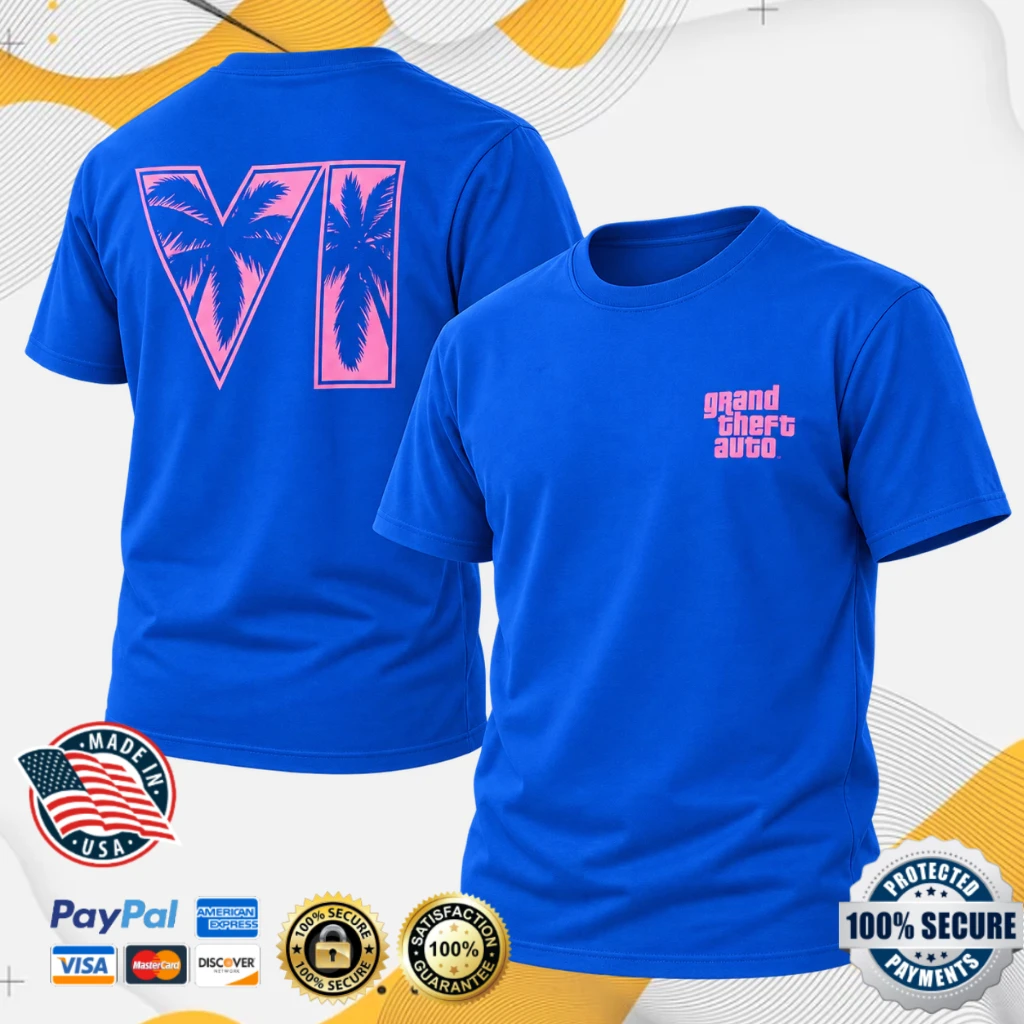 GTA VI Logo Blue Two Sided T-Shirt